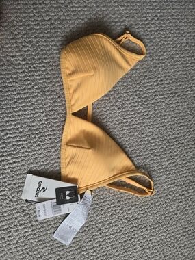 Rip Curl Golden Yellow Ribbed Triangle Swim Top